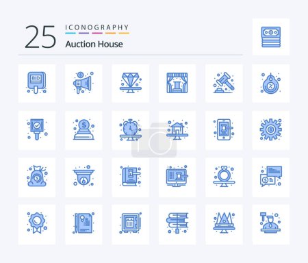 Illustration for Auction 25 Blue Color icon pack including auction. stage. trade. show. present - Royalty Free Image
