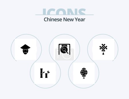 Illustration for Chinese New Year Glyph Icon Pack 5 Icon Design. emperor. year. lantern. new. china - Royalty Free Image