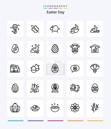 Téléchargez les illustrations : Creative Easter 25 OutLine icon pack  Such As egg. baby. spring. easter. easter - en licence libre de droit