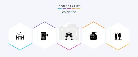 Illustration for Valentine 25 Glyph icon pack including drink. day. love. valentines. love chat - Royalty Free Image