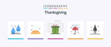 Ilustración de Thanks Giving Flat 5 Icon Pack Including winter. thanksgiving. dinner. rain. thanksgiving. Creative Icons Design - Imagen libre de derechos