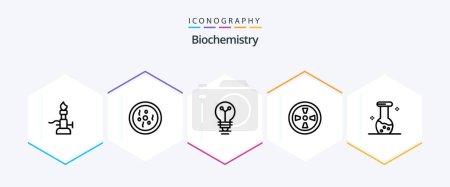 Téléchargez les illustrations : Biochimie Pack icône de 25 lignes incluant la biochimie. vent. la science. turbine. biochimie - en licence libre de droit