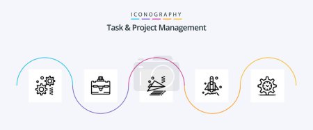 Ilustración de Tarea y Gestión de Proyectos Línea 5 Icon Pack Incluye equipo. startup. cohete . - Imagen libre de derechos