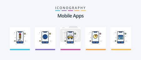 Illustration for Mobile Apps Line Filled 5 Icon Pack Including app. interaction. mobile. app. online. Creative Icons Design - Royalty Free Image