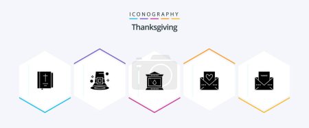 Illustration for Thanks Giving 25 Glyph icon pack including mail. love. hat. heart. lantern - Royalty Free Image