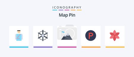 Illustration for Map Pin Flat 5 Icon Pack Including . nature. camping. flower. camping. Creative Icons Design - Royalty Free Image