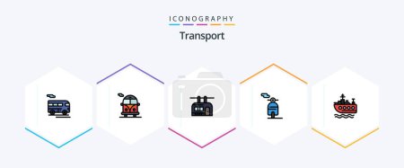 Photo for Transport 25 FilledLine icon pack including . swim. tramway. ship. scooter - Royalty Free Image