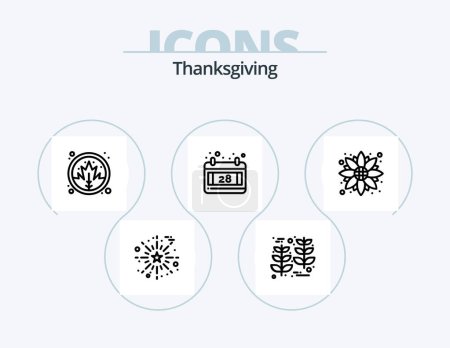 Ilustración de Thanksgiving Line Icon Pack 5 Icon Design. Gracias día. Acción de Gracias. Acción de Gracias. casa. granero - Imagen libre de derechos
