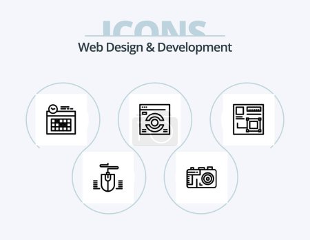 Illustration for Web Design And Development Line Icon Pack 5 Icon Design. screen. computer. designing tool. design. tool - Royalty Free Image