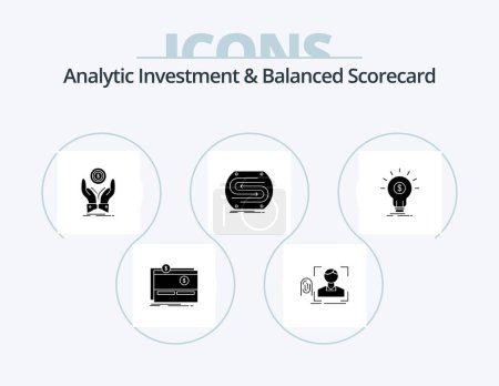 Ilustración de Analytic Investment And Balanced Scorecard Glyph Icon Pack 5 Icon Design. convergence. business. scan. income. stack - Imagen libre de derechos