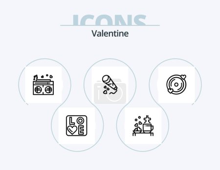Téléchargez les illustrations : Valentine Line Icon Pack 5 Icon Design. wedding. love. tea. brokan. loving - en licence libre de droit