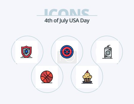 Ilustración de Usa Line Filled Icon Pack 5 Icon Design. vacaciones. Irlanda. usa. Verde. ciudad - Imagen libre de derechos