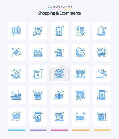 Ilustración de Creative Shopping And Ecommerce 25 Blue icon pack  Such As shop. shop. list. checkout. cart - Imagen libre de derechos