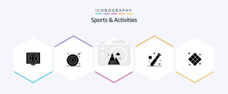 Illustration for Sports and Activities 25 Glyph icon pack including game. ball. shooting. nature. game - Royalty Free Image