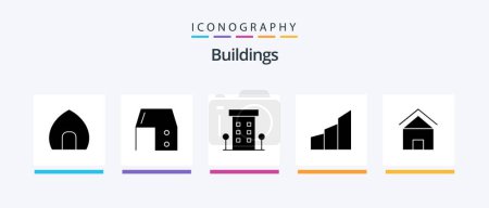 Illustration for Buildings Glyph 5 Icon Pack Including buildings. apartments. office desk. store. shop front. Creative Icons Design - Royalty Free Image