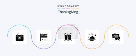 Illustration for Thanksgiving Glyph 5 Icon Pack Including email. porridge. bottle. food. breakfast - Royalty Free Image