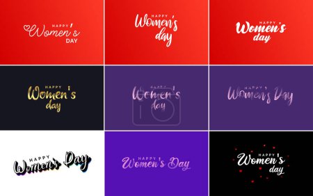 Téléchargez les illustrations : Abstract Happy Women's Day logo with a women's face and love vector design in pink and purple colors - en licence libre de droit