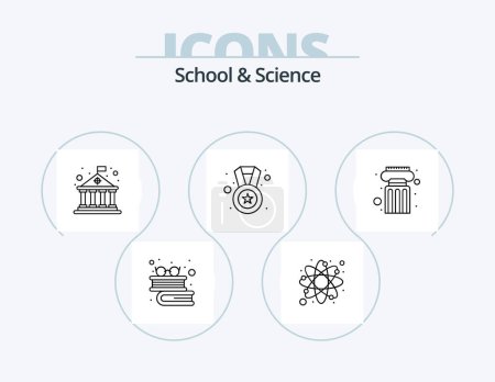 Illustration for School And Science Line Icon Pack 5 Icon Design. research. test. estate. science. chemistry - Royalty Free Image