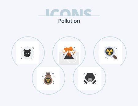 Ilustración de Pollution Flat Icon Pack 5 Icon Design. waste. nuclear. gas. pollution. energy - Imagen libre de derechos