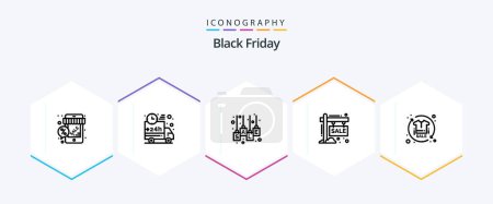 Illustration for Black Friday 25 Line icon pack including sale. board. shipping. sale tag. sale - Royalty Free Image