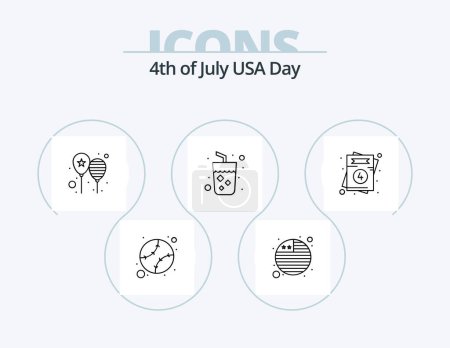 Illustration for Usa Line Icon Pack 5 Icon Design. canon. usa. circus. international. country - Royalty Free Image