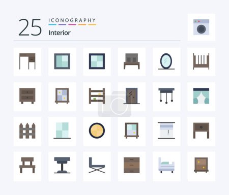 Illustration for Interior 25 Flat Color icon pack including sleep. furniture. wooden. bed. interior - Royalty Free Image