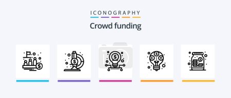 Illustration for Crowdfunding Line 5 Icon Pack Including sponsor investment. investment. budget. equity. reward. Creative Icons Design - Royalty Free Image