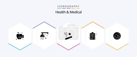Illustration for Health And Medical 25 Glyph icon pack including . blood. smoking. droop. test - Royalty Free Image
