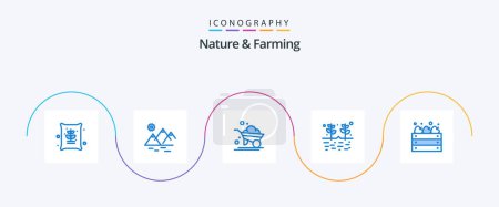 Ilustración de Nature And Farming Blue 5 Icon Pack Including apples. grains. agriculture. garden. agriculture - Imagen libre de derechos