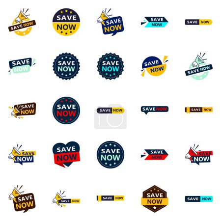 Ilustración de 25 Versatile Typographic Banners for promoting savings in different contexts - Imagen libre de derechos