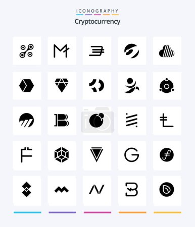 Illustration for Creative Cryptocurrency 25 Glyph Solid Black icon pack  Such As crypto currency. coin. crypto currency. nexus. crypto currency - Royalty Free Image