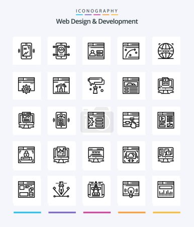 Téléchargez les illustrations : Creative Web Design And Development 25 OutLine icon pack  Such As window . web . web. . design - en licence libre de droit