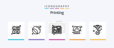 Illustration for Printing Line 5 Icon Pack Including printer. labels. tool. pencil. paint. Creative Icons Design - Royalty Free Image