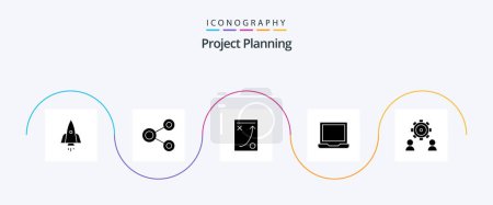 Ilustración de Proyecto Planing Glyph 5 Icon Pack Incluyendo portátil. Ordenador. compartir. táctica. planificación - Imagen libre de derechos