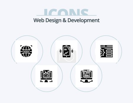 Téléchargez les illustrations : Conception et développement Web Glyph Icon Pack 5 Icon Design. la disposition. mobile . web design. conception - en licence libre de droit