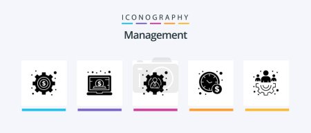 Téléchargez les illustrations : Management Glyph 5 Icon Pack Including . management. management. group. time management. Creative Icons Design - en licence libre de droit