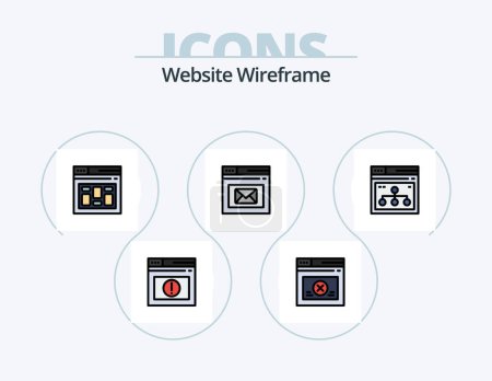 Illustration for Website Wireframe Line Filled Icon Pack 5 Icon Design. webpage. web. email. http error. page - Royalty Free Image