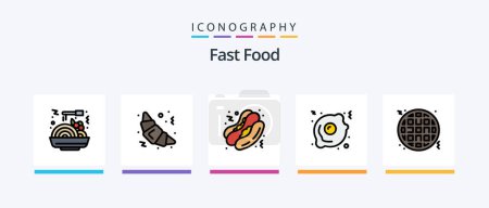 Téléchargez les illustrations : Fast Food Line Filled 5 Icon Pack Including . food. fast food. fast food. food. Creative Icons Design - en licence libre de droit