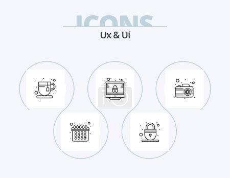Ilustración de Paquete de iconos de línea Ux y Ui 5 Diseño de iconos. Corazón. favorito. página. Sonido. sonido - Imagen libre de derechos