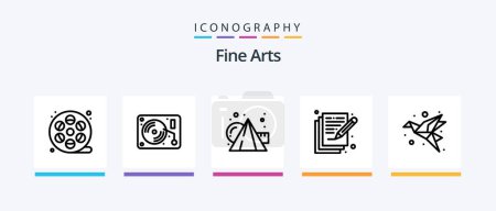 Illustration for Fine Arts Line 5 Icon Pack Including poem. song. pottery. note. music. Creative Icons Design - Royalty Free Image