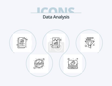 Téléchargez les illustrations : Data Analysis Line Icon Pack 5 Icon Design. business. online data. avatar. graph. web analysis - en licence libre de droit