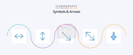 Illustration for Symbols and Arrows Blue 5 Icon Pack Including . right. down. scale - Royalty Free Image