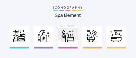Téléchargez les illustrations : Pack Icône Spa Element Line 5 Y compris massages. salon. abeille. huile. cheveux. Icônes créatives Design - en licence libre de droit