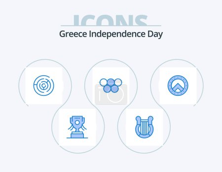 Ilustración de Greece Independence Day Blue Icon Pack 5 Icon Design. seurity. olympic games. circle. greek. ancient - Imagen libre de derechos