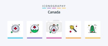 Ilustración de Canada Line Filled 5 Icon Pack Incluyendo néctar. dipper. Canadá. Un día. Celebra. Diseño de iconos creativos - Imagen libre de derechos