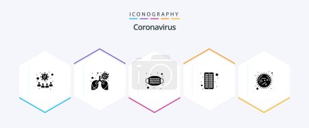 Illustration for Coronavirus 25 Glyph icon pack including corona. medical. pneumonia. capsule. safety - Royalty Free Image