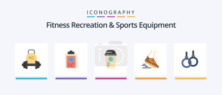 Ilustración de Fitness Recreation And Sports Equipment Flat 5 Icon Pack Including run. fast. progress. thermo. recreation. Creative Icons Design - Imagen libre de derechos