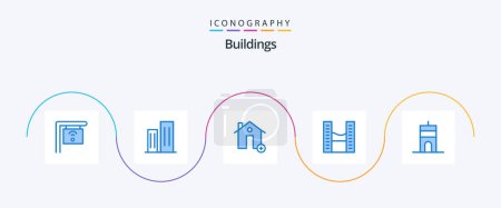 Illustration for Buildings Blue 5 Icon Pack Including antenna. office space. add. modern. new - Royalty Free Image