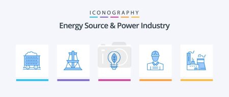 Illustration for Energy Source And Power Industry Blue 5 Icon Pack Including construction. work. nature. worker. construction. Creative Icons Design - Royalty Free Image