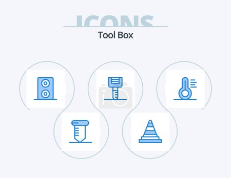 Illustration for Tools Blue Icon Pack 5 Icon Design. . . food. tools. medical - Royalty Free Image